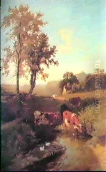 A Surrey Homestead Oil Painting by Charles Collins II