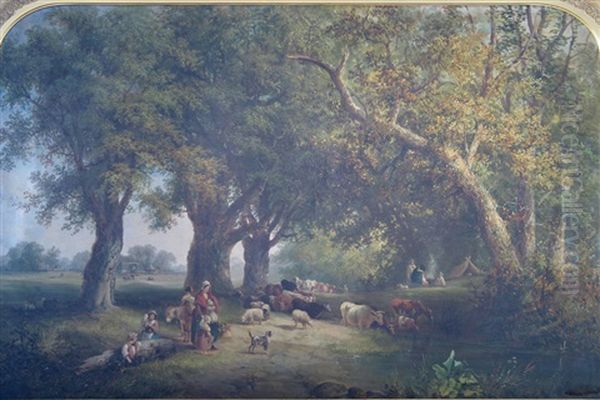 A Country Road (+ The Woodland Path; Pair) Oil Painting by Alfred Collins