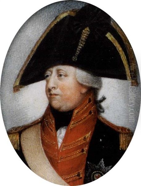 Brustbild Des Konigs George Iii Von England Und Hannover In Blau-roter Uniform Und Zweispitz Oil Painting by Richard Collins