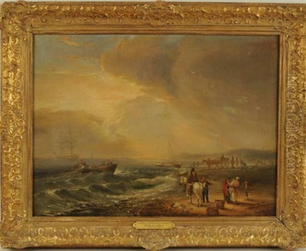 Coastal Scene With Figures Oil Painting by William Collins