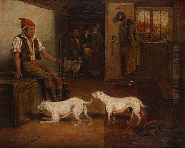 Interieur Mit Edelmannern Und Hunden Oil Painting by William Collins