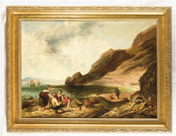 Kustenlandschaft Mit Kindern Am Strand Oil Painting by William Collins