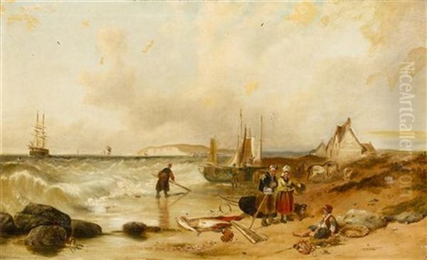 Travelers By The Beach Oil Painting by William Collins