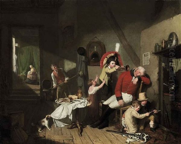 The Weary Trumpeter, Or Juvenile Mischief Oil Painting by William Collins