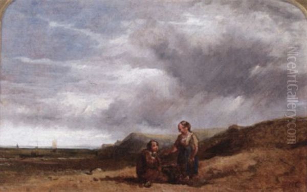 Children On A Beach Oil Painting by William Collins