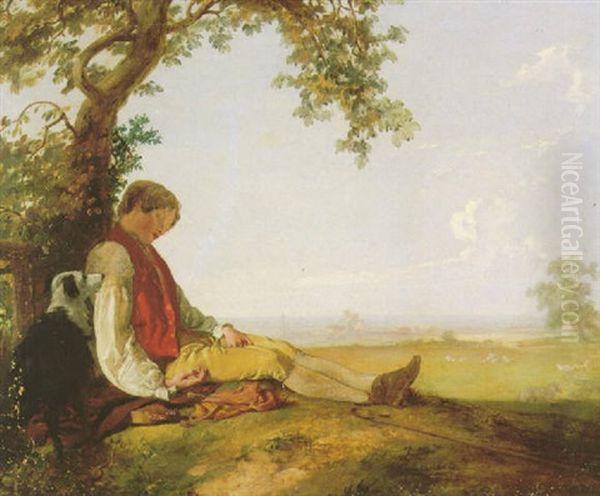 Slumbering Shepherd Oil Painting by William Collins