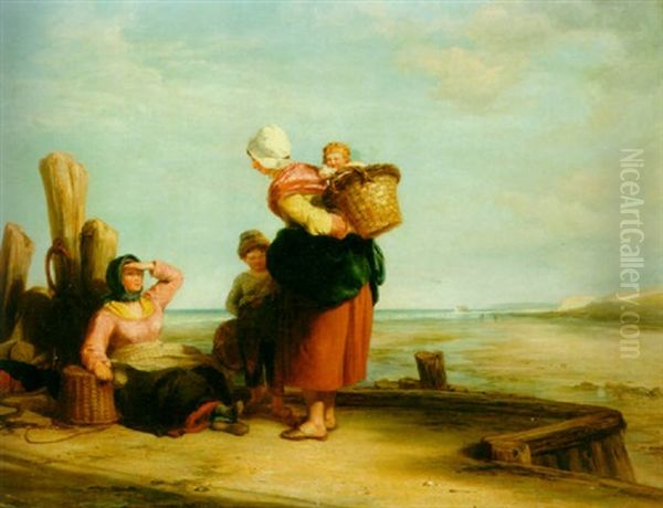 The Mussel Gatherers, The Coast Of France Oil Painting by William Collins