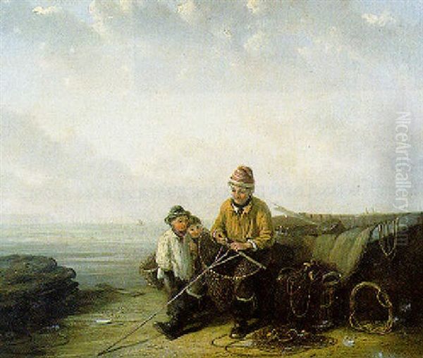 A Fisherman And His Children Oil Painting by William Collins