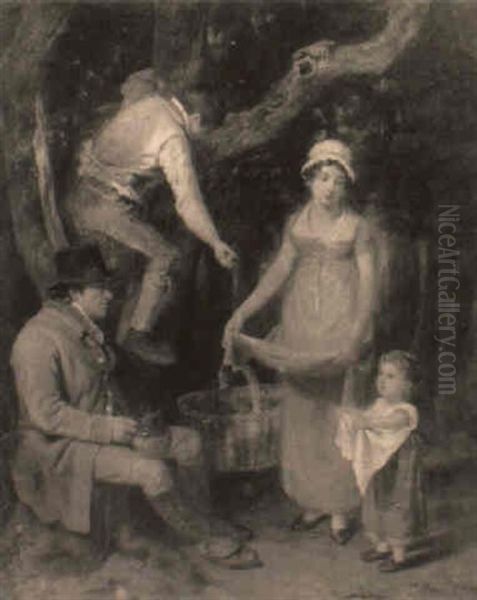 A Family Picking Apples Oil Painting by William Collins