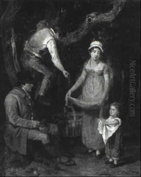 A Family Picking Apples Oil Painting by William Collins