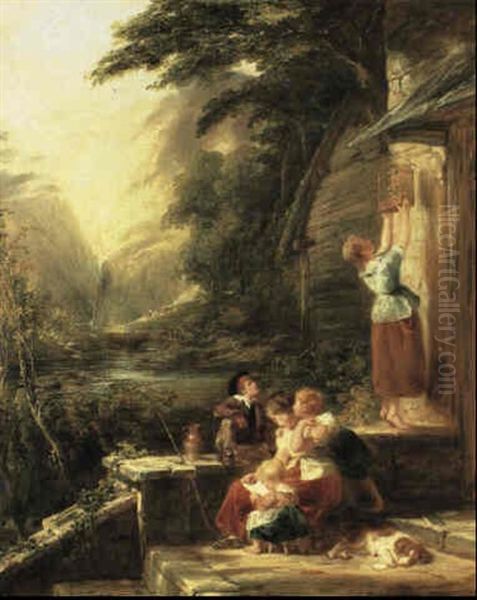 Morning Lesson Oil Painting by William Collins