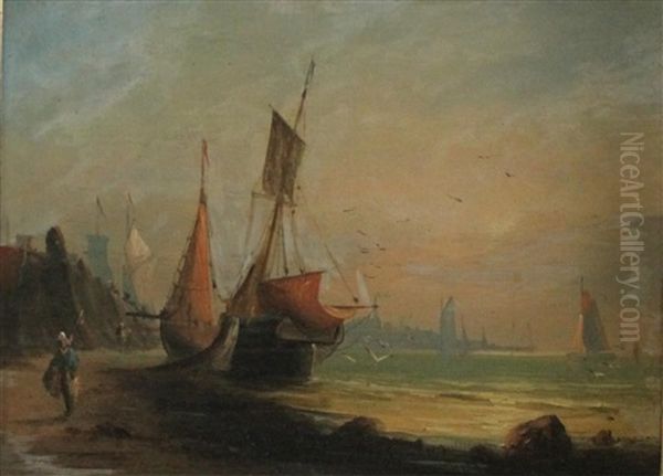 Ship Scene Oil Painting by James Collinson