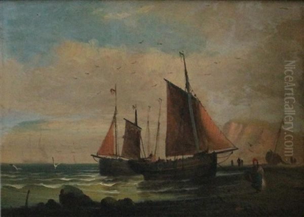 Ship Scene Oil Painting by James Collinson