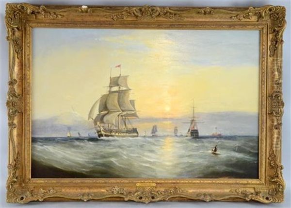 Shipping Off Portsmouth Oil Painting by Ebenezer Colls