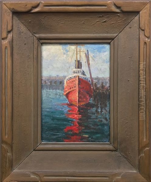 Ship Docking Oil Painting by George Sumner Colman