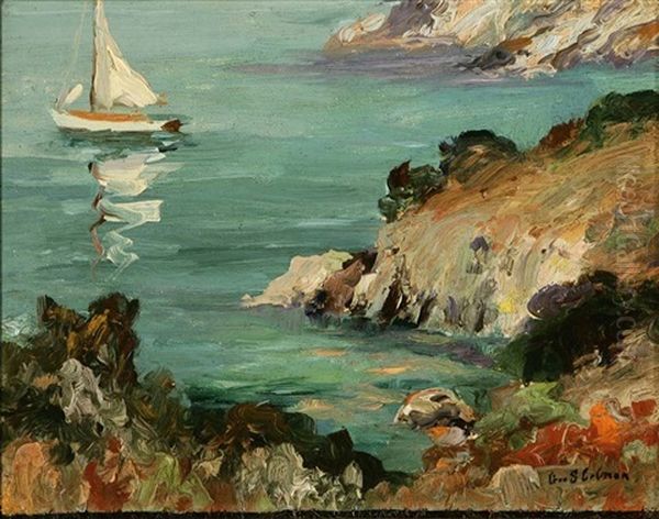 Sailboat Along The California Coast Oil Painting by George Sumner Colman