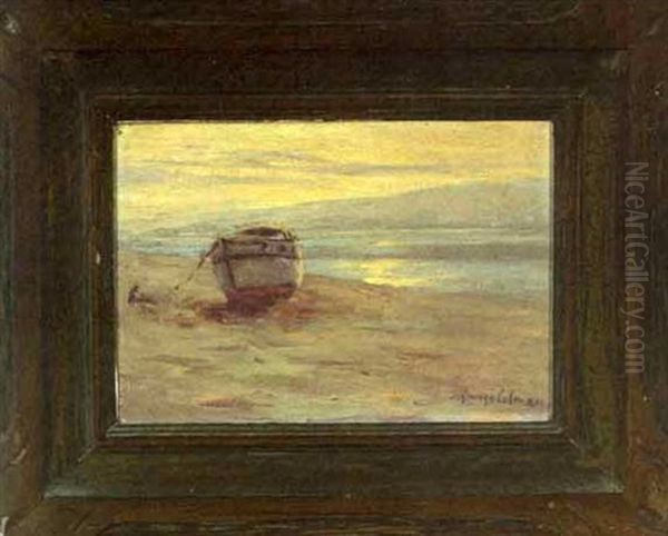 Coastal Scene With Moored Boat Oil Painting by George Sumner Colman