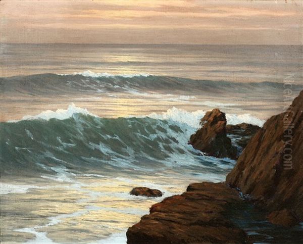 Veils Of Evening, Laguna Coast Oil Painting by Roi Clarkson Colman