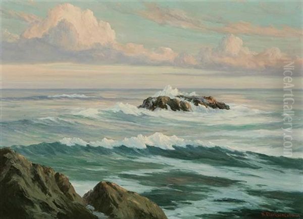 Sea Barriers - La Jolla, Ca. Oil Painting by Roi Clarkson Colman