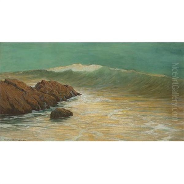 Surf At Sunset Oil Painting by Roi Clarkson Colman