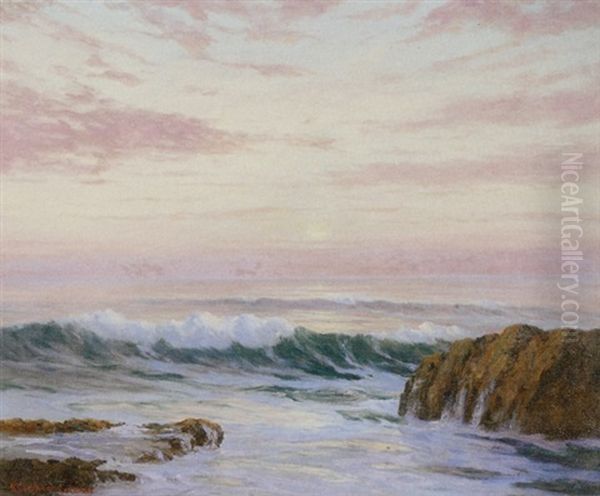 Sunset And Surf Oil Painting by Roi Clarkson Colman