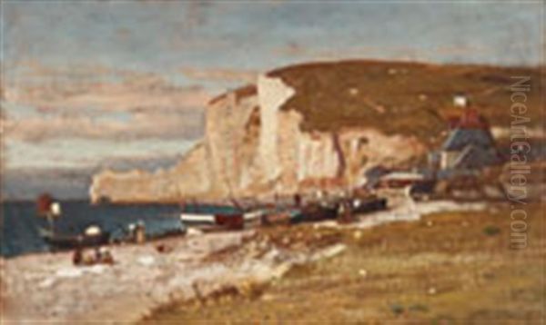 The Cliffs Of Etretat, Normandy, France Oil Painting by Samuel Colman