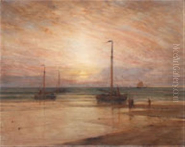 The Coast Of Holland At Sunset Oil Painting by Samuel Colman