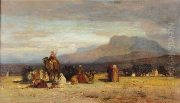 An Arab Encampment Oil Painting by Samuel Colman