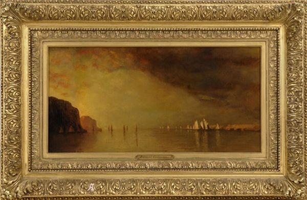 Sunset On The Hudson Oil Painting by Samuel Colman