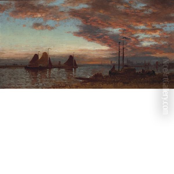 Twilight On The Bay Oil Painting by Samuel Colman