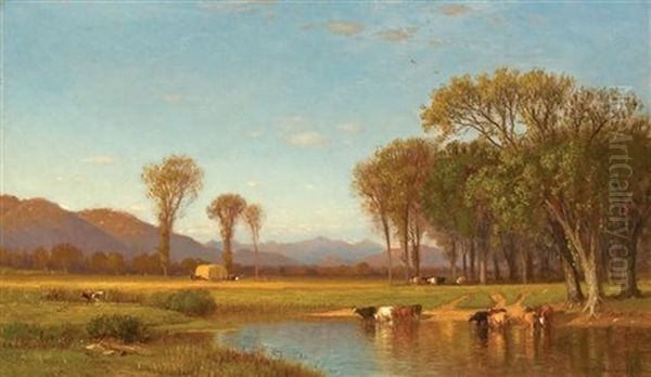 Summer Afternoon In The Meadows, North Conway, New Hampshire Oil Painting by Samuel Colman