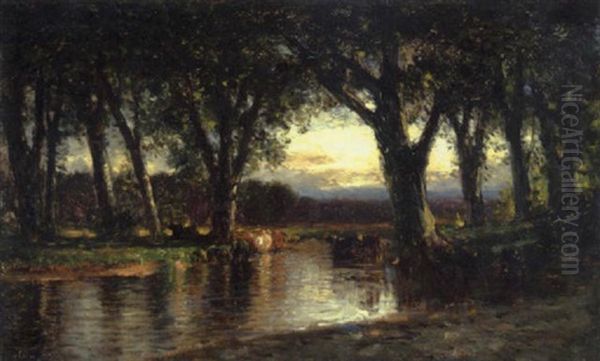 Late Afternoon Oil Painting by Samuel Colman