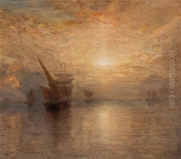 Sunrise On The Adriatic Oil Painting by Samuel Colman