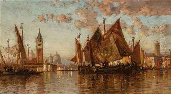 Off The Coast Of Venice Oil Painting by Samuel Colman