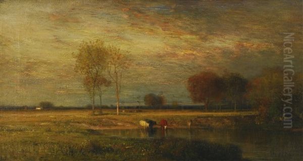 Genesee Meadows Oil Painting by Samuel Colman