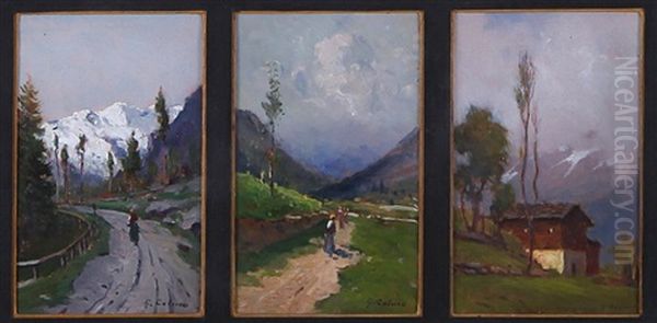 Paesaggi (triptych) Oil Painting by Giovanni Colmo