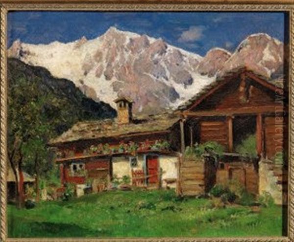 Pecetto Di Macugnaga (monte Rosa) Oil Painting by Giovanni Colmo