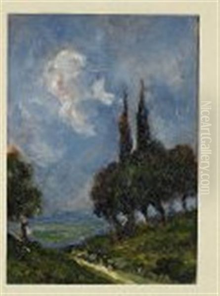 Paesaggio; Entrata Di Villa (2 Works) Oil Painting by Giovanni Colmo