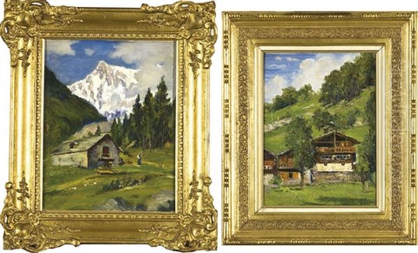 Paesaggi Montani (2 Works) Oil Painting by Giovanni Colmo