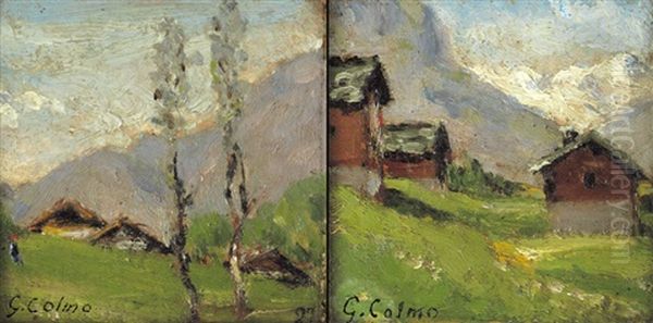 Baite (+ Baite A Chiomonte; 2 Works) Oil Painting by Giovanni Colmo