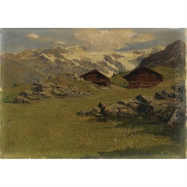 Vedute Di Gressoney - Trinite (+ 2 Others; Group Of 3) Oil Painting by Giovanni Colmo