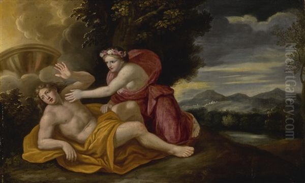 Venus And Adonis Oil Painting by Nicolas Colombel