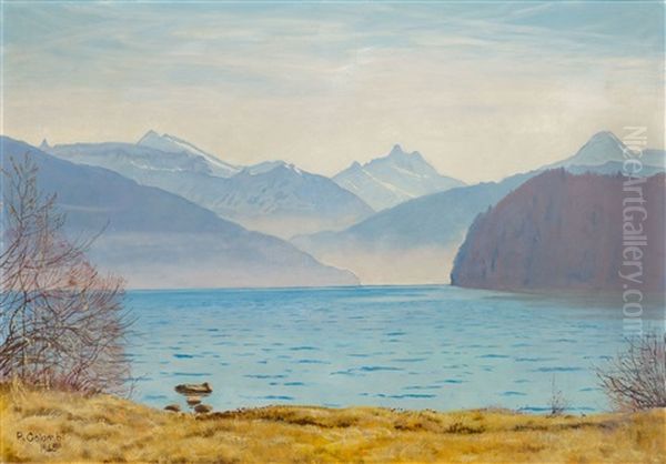 Lake Thun With View Of The Stockhorn by Plinio Colombi