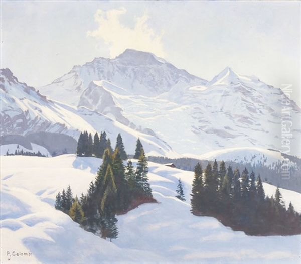 Jungfrau Von Wengen Aus - Morgenstimmung by Plinio Colombi