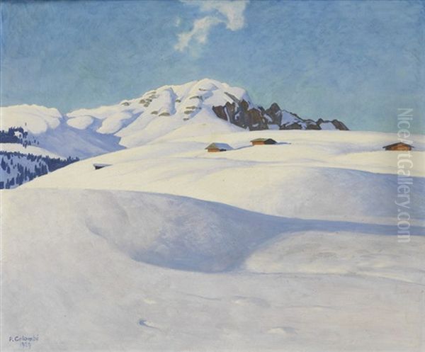 Winterlandschaft In Den Bergen by Plinio Colombi