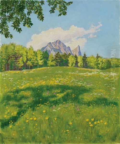 Das Stockhorn Von Osten Aus Gesehen Oil Painting by Plinio Colombi