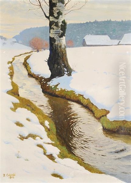 Winterlandschaft Mit Birke by Plinio Colombi