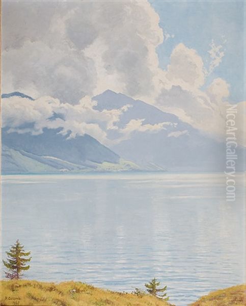 Wolkenstimmung/thunersee Oil Painting by Plinio Colombi