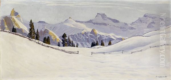 Verschneites Bergpanorama Adelbodens by Plinio Colombi