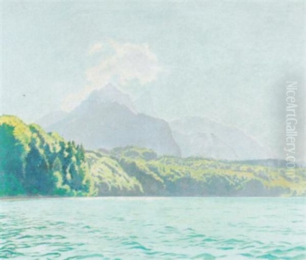 Partie Am Thunersee Mit Dem Stockhorn by Plinio Colombi